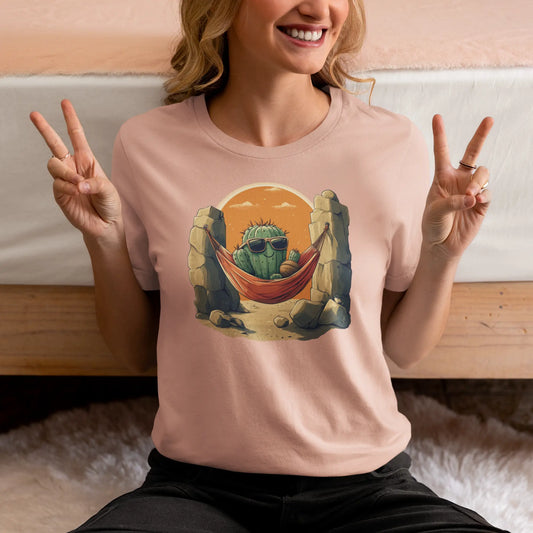 Chilling Cactus Graphic Tee – Fun Desert Sunset Design – Unisex Relaxed Fit T-Shirt – Multiple Color Options