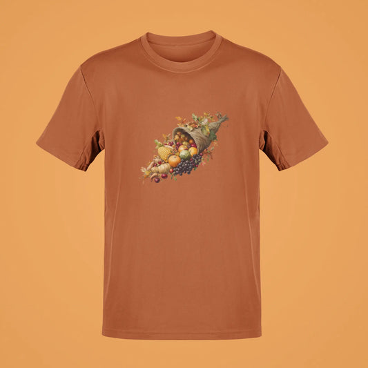 Cornucopia Fall Tee – Harvest-Themed Graphic T-Shirt – Unique Casual Wear for Men and Women